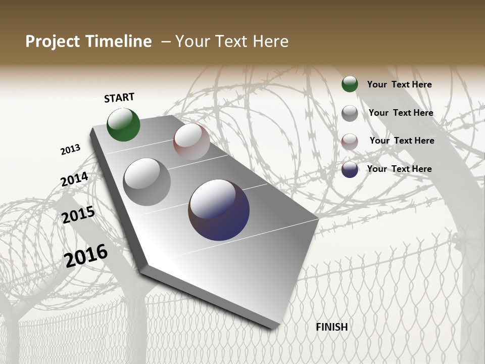A Barbed Fence With Razors On Top Of It PowerPoint Template