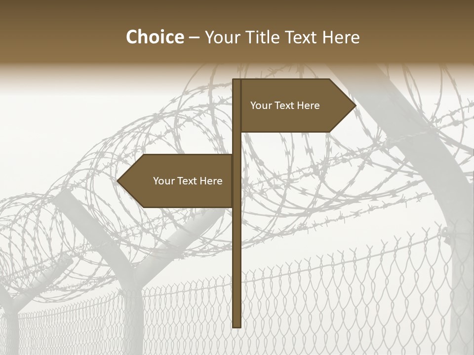 A Barbed Fence With Razors On Top Of It PowerPoint Template