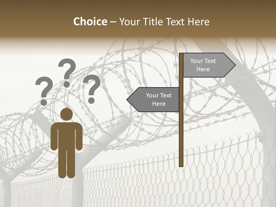 A Barbed Fence With Razors On Top Of It PowerPoint Template