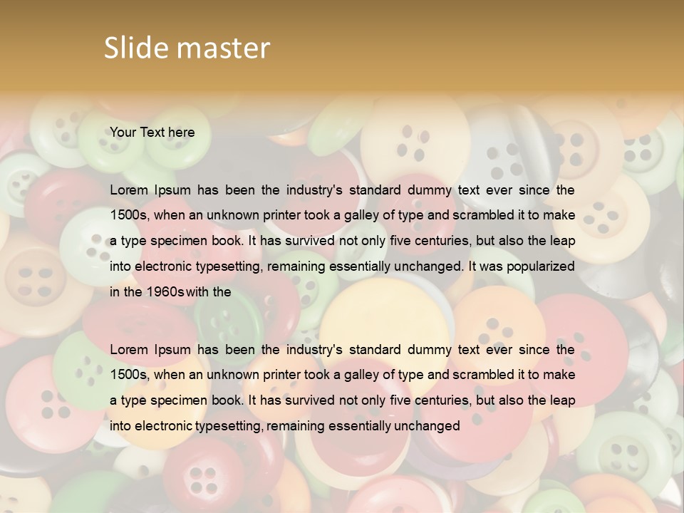 A Pile Of Colorful Buttons With The Words Name Of Presentation PowerPoint Template