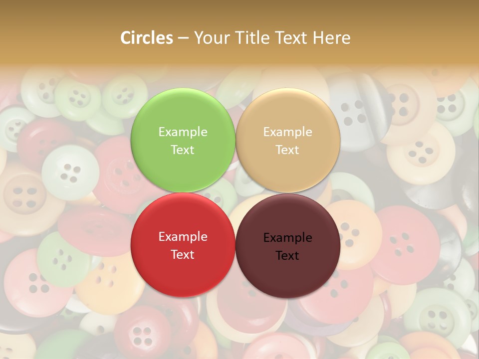 A Pile Of Colorful Buttons With The Words Name Of Presentation PowerPoint Template