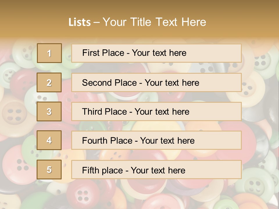 A Pile Of Colorful Buttons With The Words Name Of Presentation PowerPoint Template