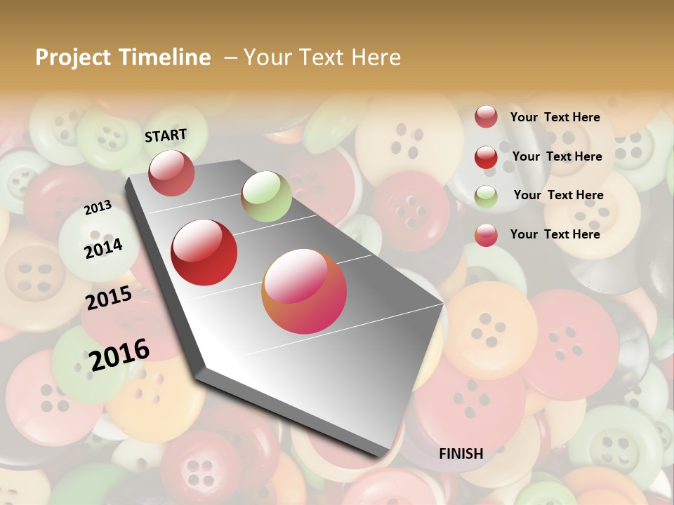 A Pile Of Colorful Buttons With The Words Name Of Presentation PowerPoint Template