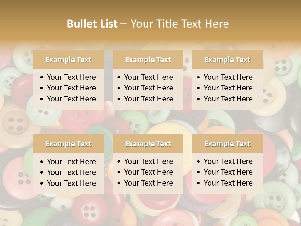 A Pile Of Colorful Buttons With The Words Name Of Presentation PowerPoint Template