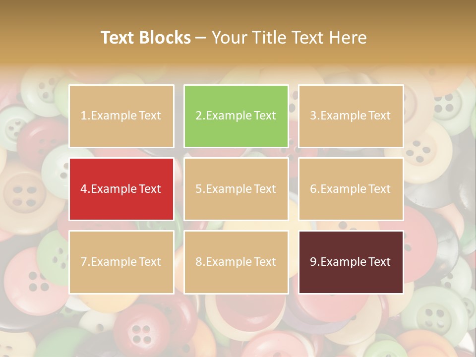 A Pile Of Colorful Buttons With The Words Name Of Presentation PowerPoint Template