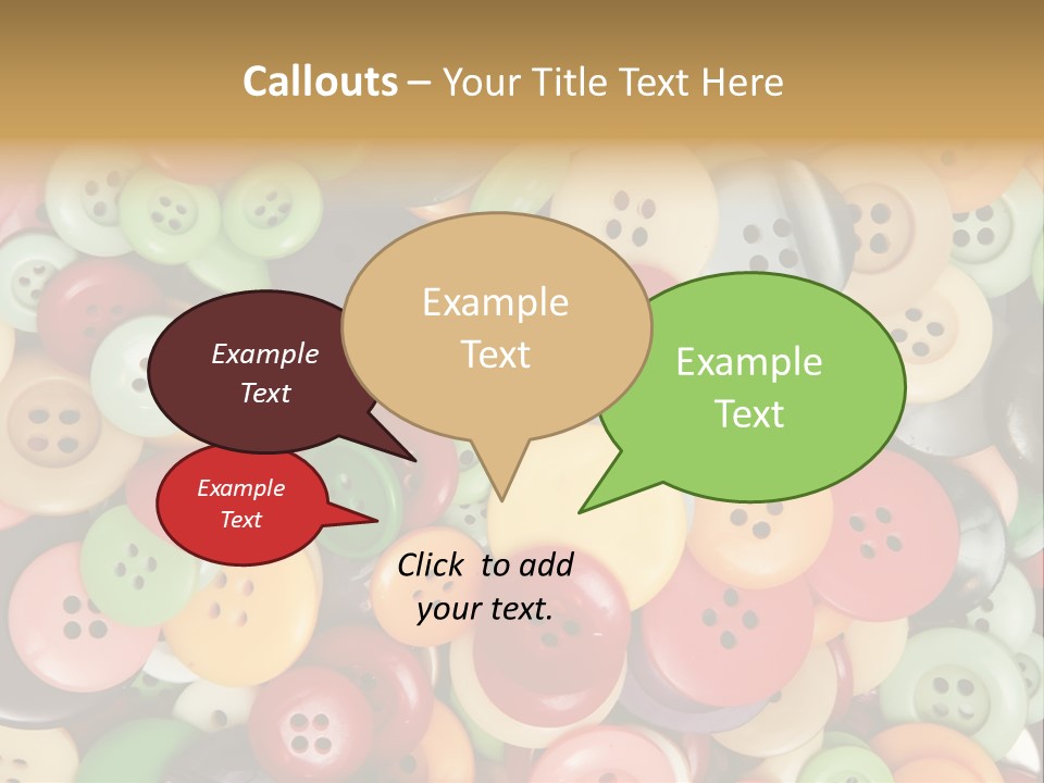 A Pile Of Colorful Buttons With The Words Name Of Presentation PowerPoint Template