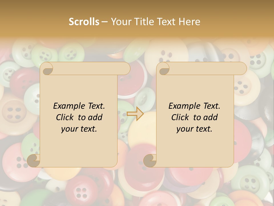 A Pile Of Colorful Buttons With The Words Name Of Presentation PowerPoint Template
