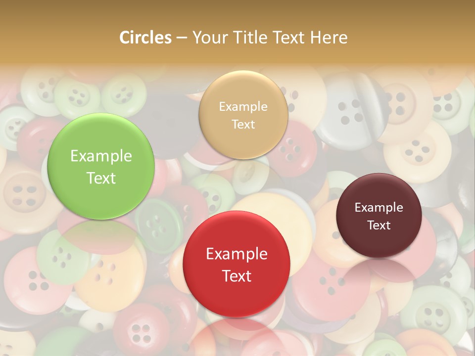 A Pile Of Colorful Buttons With The Words Name Of Presentation PowerPoint Template