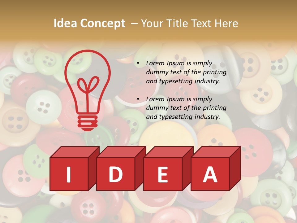 A Pile Of Colorful Buttons With The Words Name Of Presentation PowerPoint Template