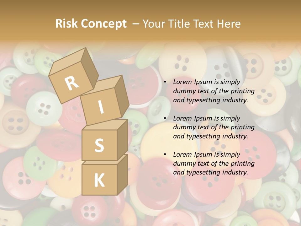 A Pile Of Colorful Buttons With The Words Name Of Presentation PowerPoint Template