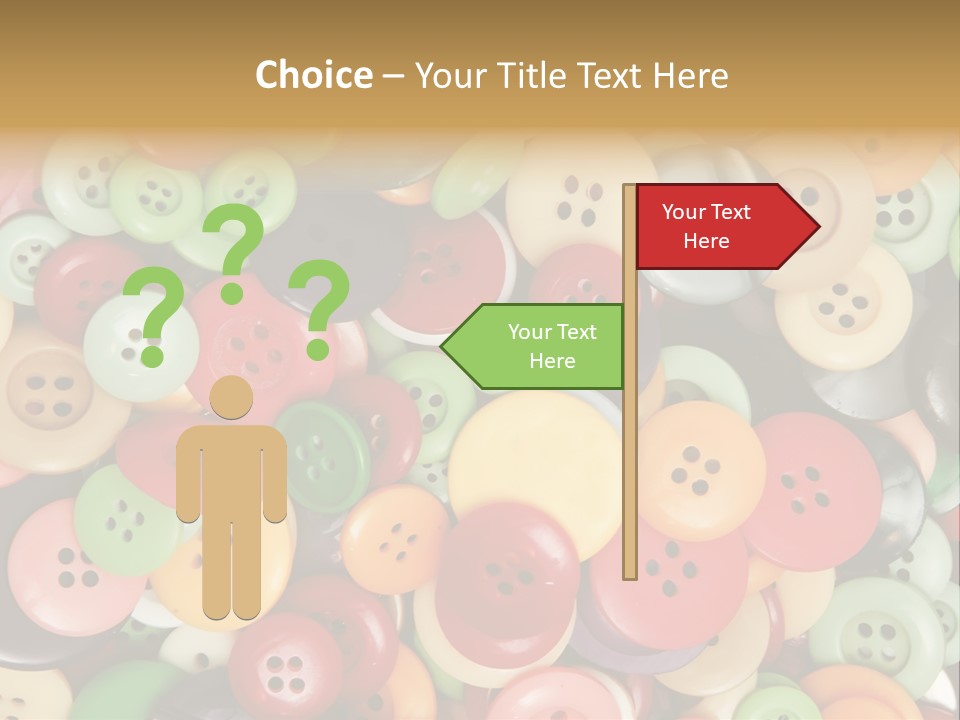 A Pile Of Colorful Buttons With The Words Name Of Presentation PowerPoint Template