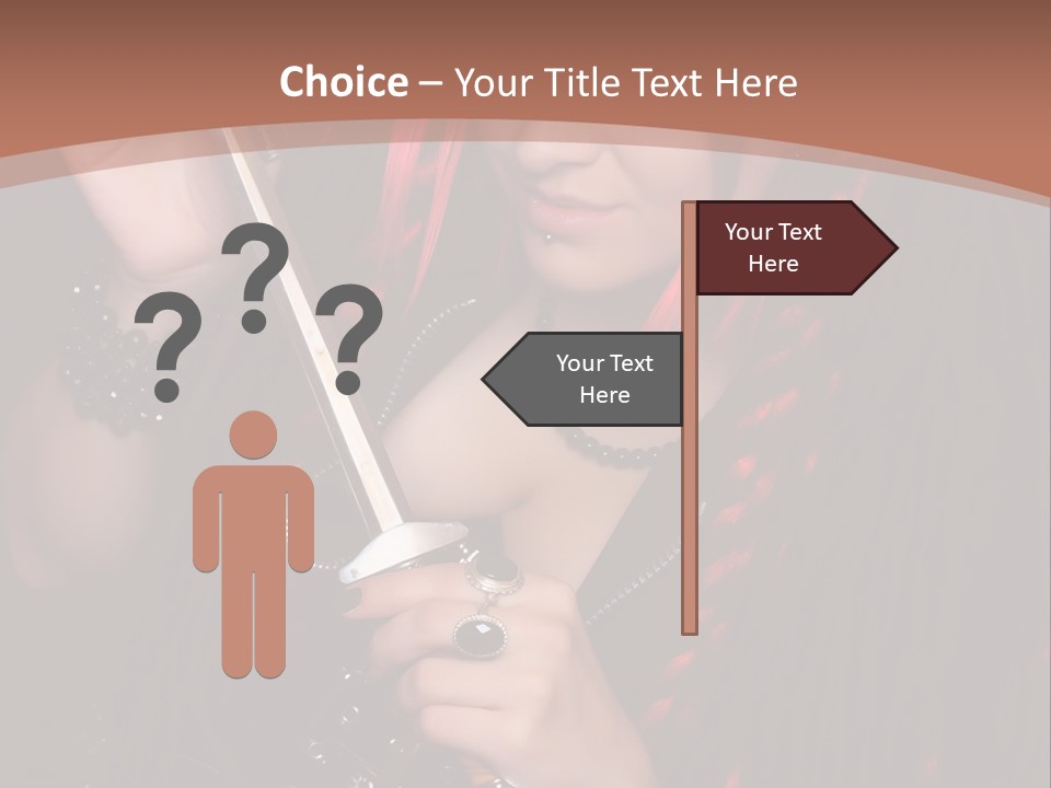 A Woman With Red Hair Holding A Sword PowerPoint Template