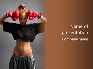 Kickboxing Red Fighting PowerPoint Template