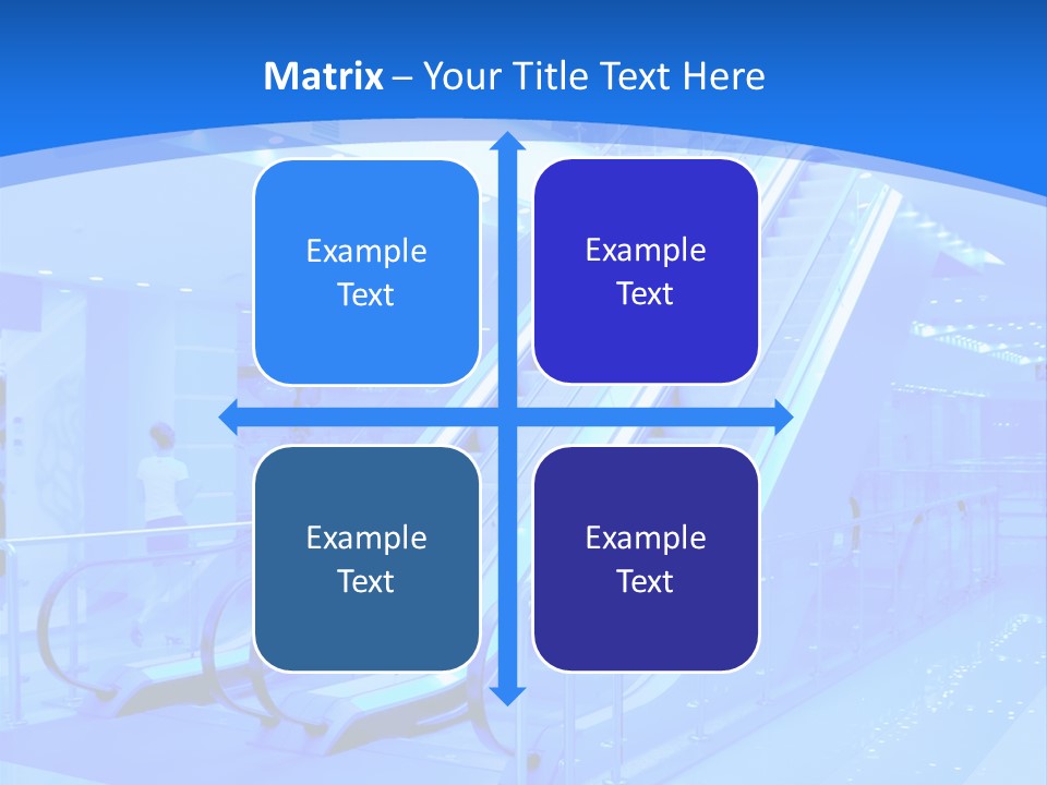 An Escalator In A Building With A Blue Background PowerPoint Template