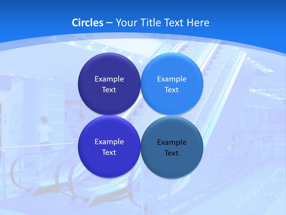 An Escalator In A Building With A Blue Background PowerPoint Template