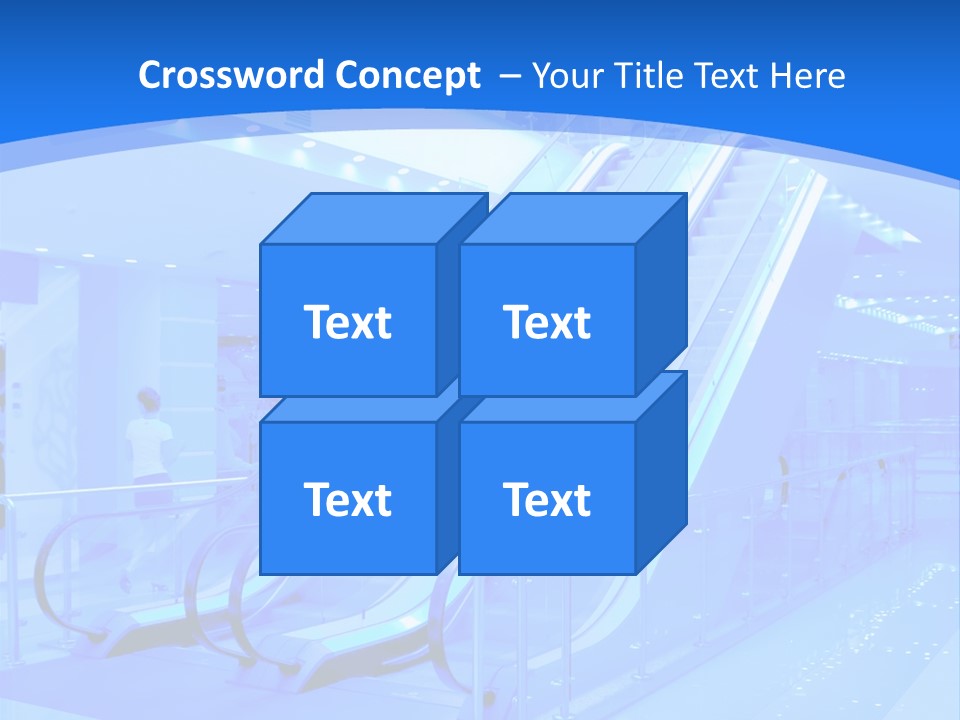An Escalator In A Building With A Blue Background PowerPoint Template
