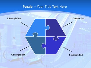An Escalator In A Building With A Blue Background PowerPoint Template