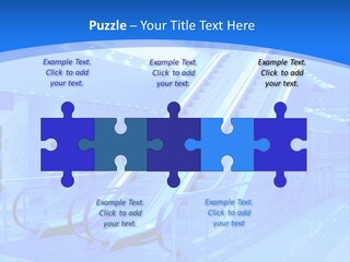 An Escalator In A Building With A Blue Background PowerPoint Template
