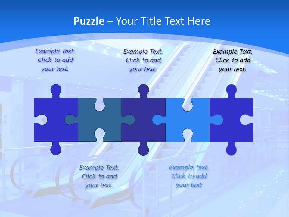 An Escalator In A Building With A Blue Background PowerPoint Template