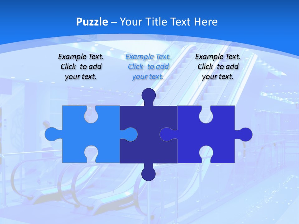 An Escalator In A Building With A Blue Background PowerPoint Template