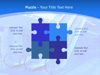 An Escalator In A Building With A Blue Background PowerPoint Template