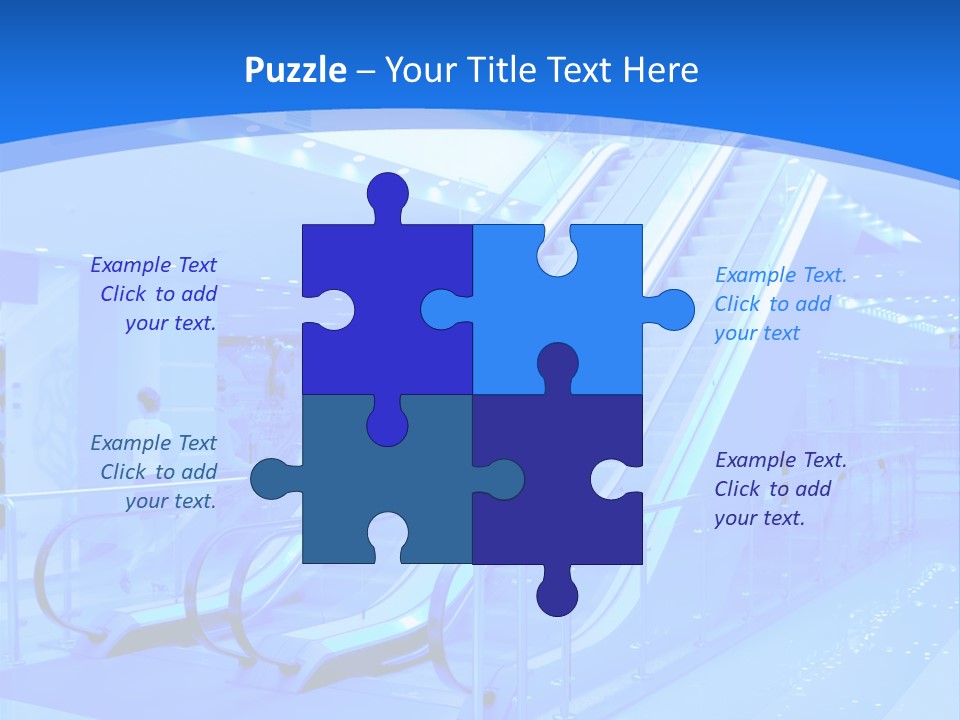 An Escalator In A Building With A Blue Background PowerPoint Template