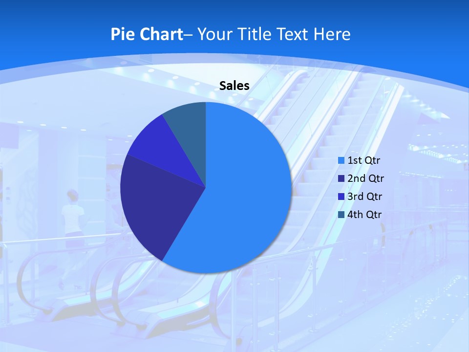An Escalator In A Building With A Blue Background PowerPoint Template