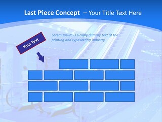 An Escalator In A Building With A Blue Background PowerPoint Template