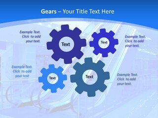 An Escalator In A Building With A Blue Background PowerPoint Template