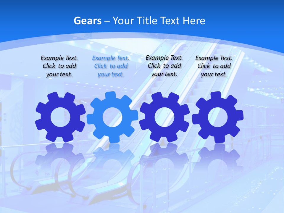 An Escalator In A Building With A Blue Background PowerPoint Template