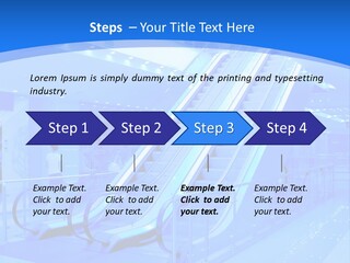 An Escalator In A Building With A Blue Background PowerPoint Template