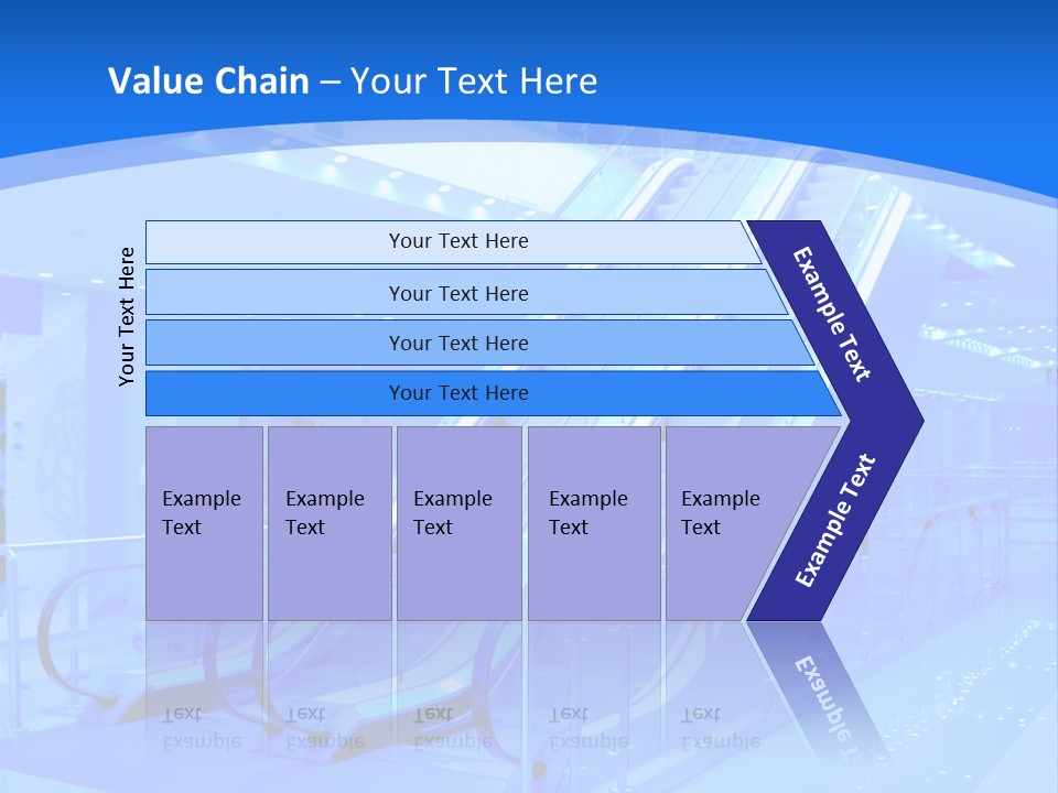 An Escalator In A Building With A Blue Background PowerPoint Template