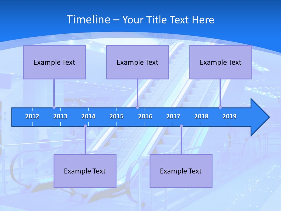 An Escalator In A Building With A Blue Background PowerPoint Template