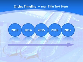 An Escalator In A Building With A Blue Background PowerPoint Template