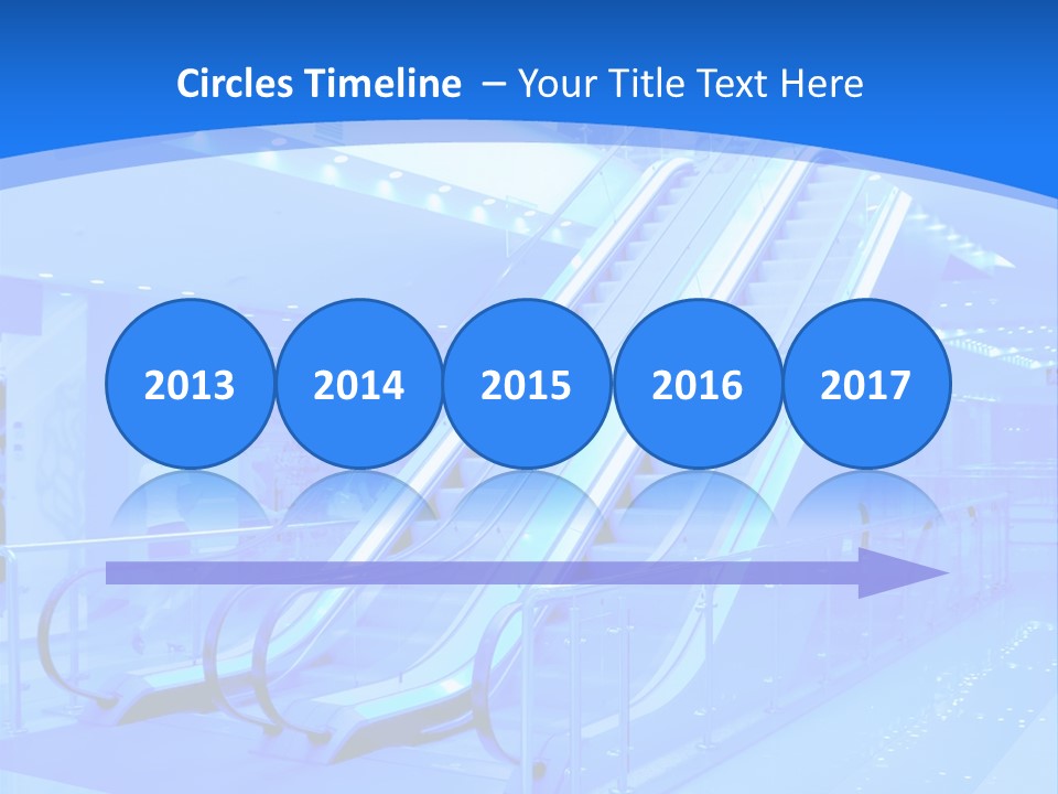 An Escalator In A Building With A Blue Background PowerPoint Template