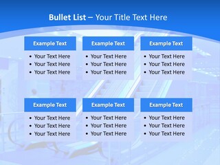 An Escalator In A Building With A Blue Background PowerPoint Template