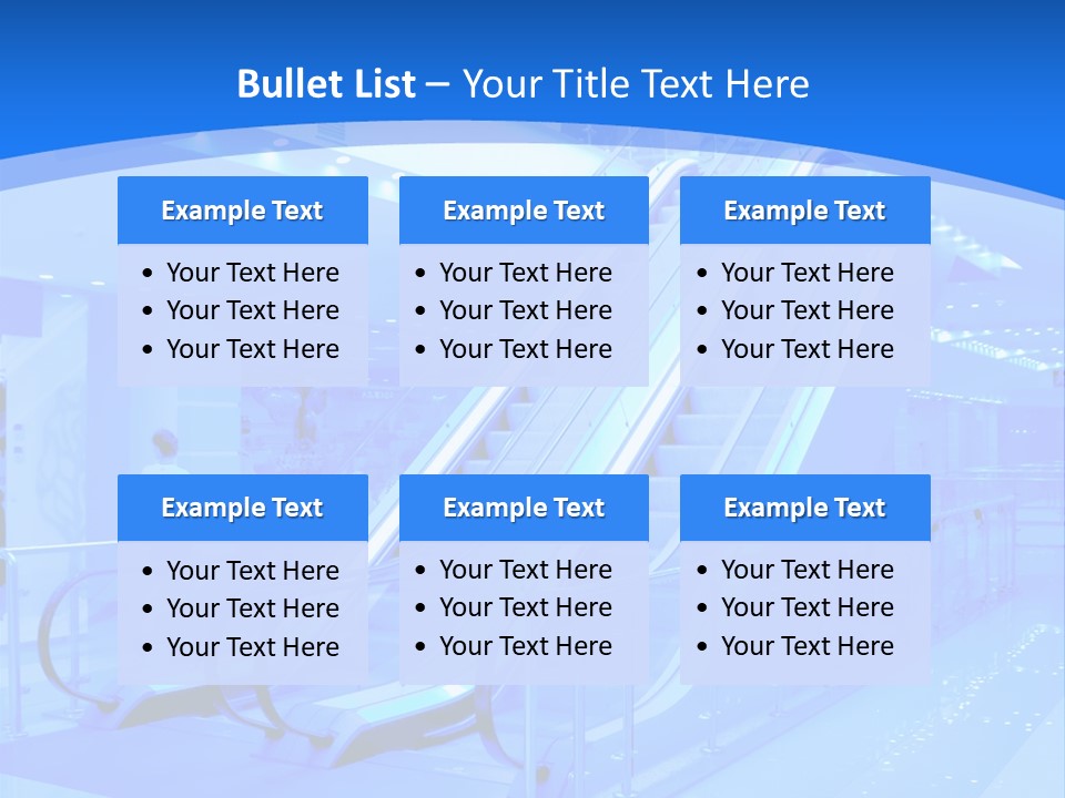 An Escalator In A Building With A Blue Background PowerPoint Template