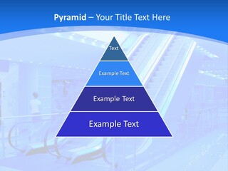 An Escalator In A Building With A Blue Background PowerPoint Template