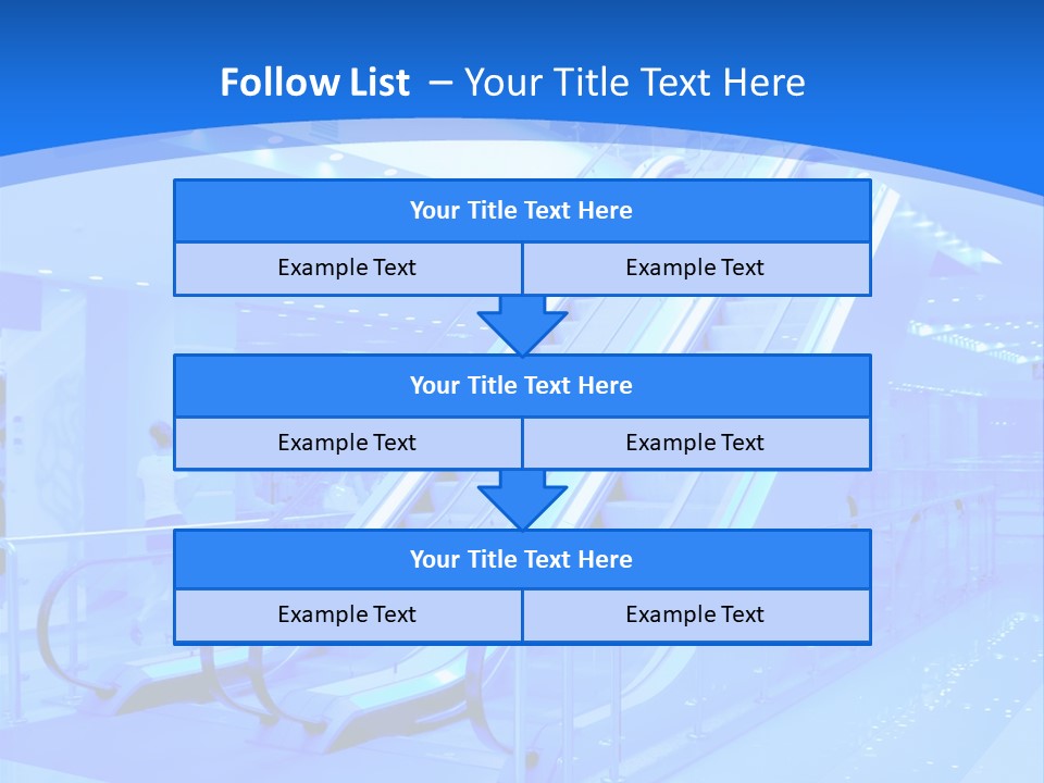 An Escalator In A Building With A Blue Background PowerPoint Template