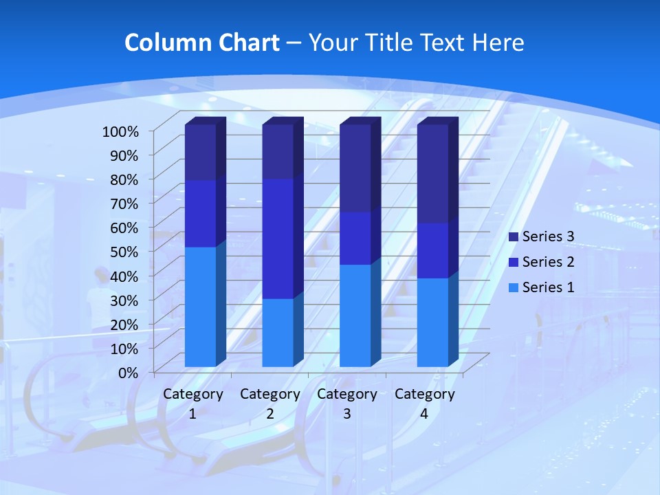 An Escalator In A Building With A Blue Background PowerPoint Template