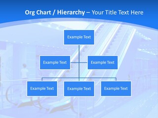 An Escalator In A Building With A Blue Background PowerPoint Template