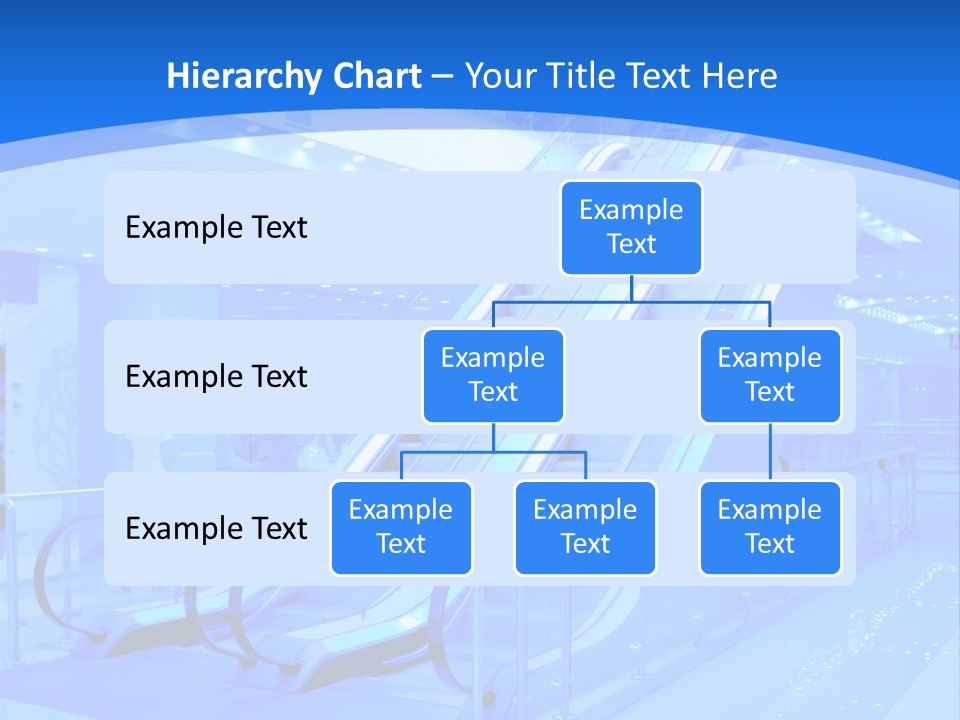 An Escalator In A Building With A Blue Background PowerPoint Template
