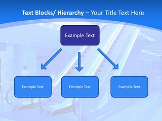 An Escalator In A Building With A Blue Background PowerPoint Template