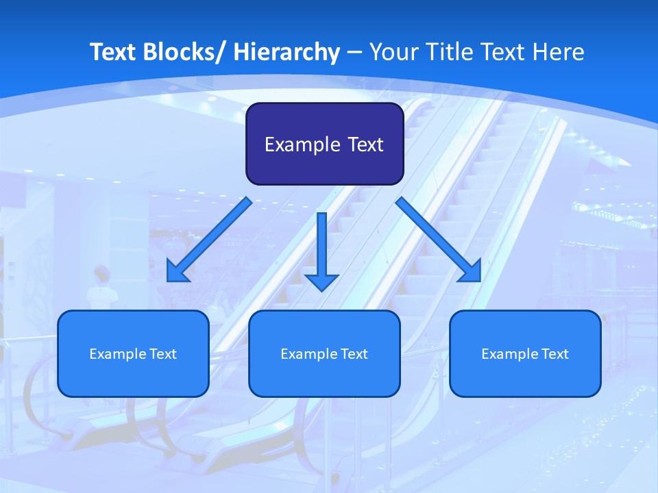 An Escalator In A Building With A Blue Background PowerPoint Template
