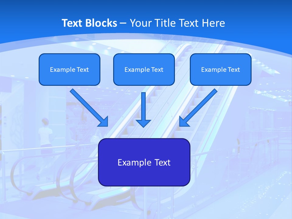An Escalator In A Building With A Blue Background PowerPoint Template