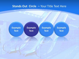 An Escalator In A Building With A Blue Background PowerPoint Template