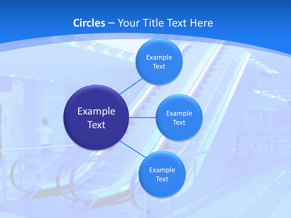An Escalator In A Building With A Blue Background PowerPoint Template