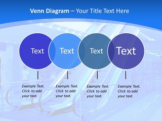 An Escalator In A Building With A Blue Background PowerPoint Template