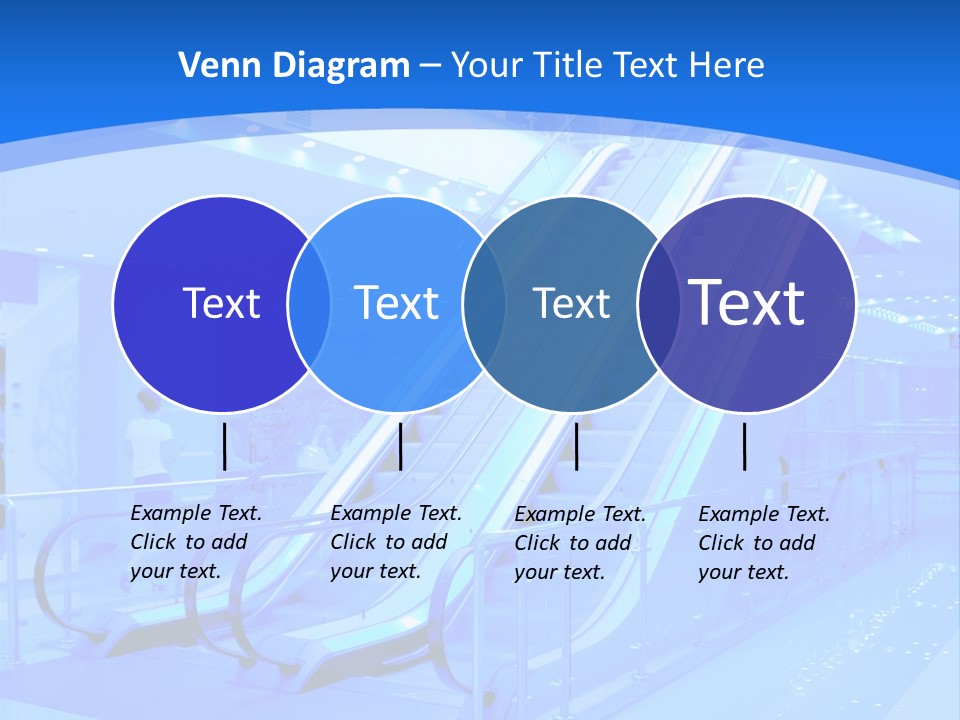 An Escalator In A Building With A Blue Background PowerPoint Template