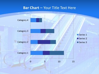 An Escalator In A Building With A Blue Background PowerPoint Template